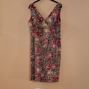 Madison Leigh Pink and Brown Sheath Midi Dress